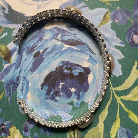 Silvertone Mother of Pearl Cuff Bracelet - Picture 2 of 3